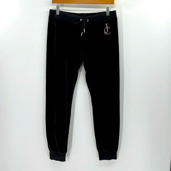 Juicy Couture Black Label Velour Joggers with rhinestones - Black - Medium - Picture 1 of 8